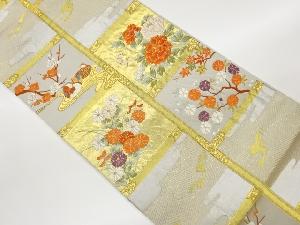 鴛鴦・荒波に秋草模様織出し袋帯